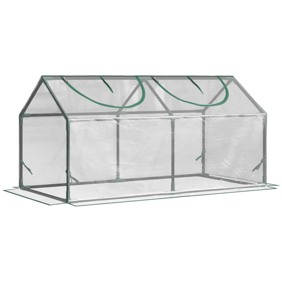 212 Main 845-368V04 4 x 2 x 2 ft. Outsunny Mini Greenhouse, Small Greenhouse with PVC Cover, Roll-up Zippered Windows for Indoor & Outdoor Garden, Clear
