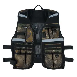 MELOTOUGH Tool Vest for Men Reflective Safety Vest with Adjustable Straps Removable Phone Holder 11 Pockets Camo Comfortable Breathable Mesh Material