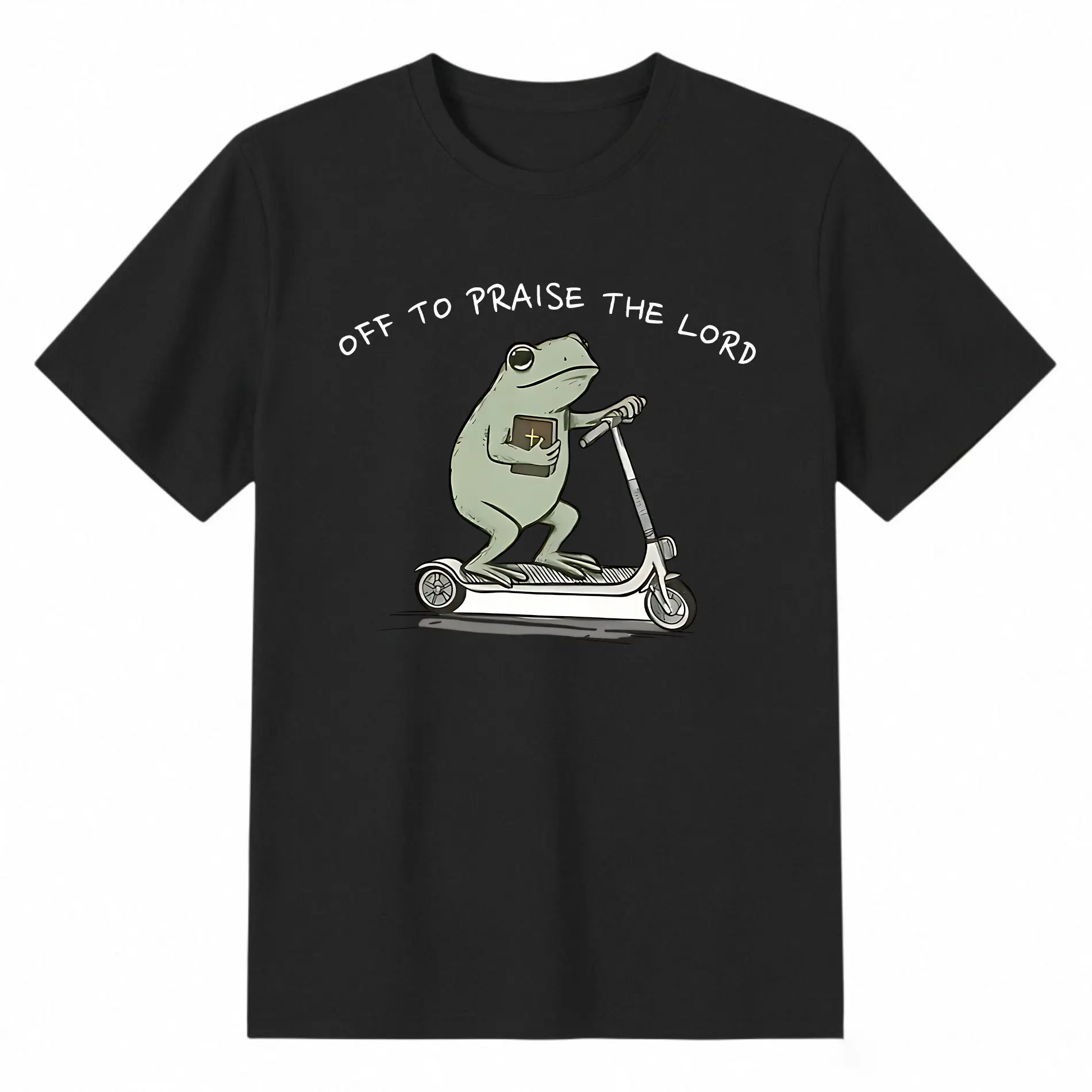 Christian Tshirt,Funny Frog Off To Praise The Lord Top, Bible Study Humor Shirt good graphic tees Men's and women's T-shirts