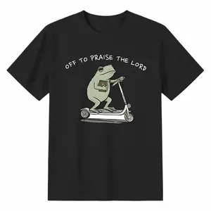 Christian Tshirt,Funny Frog Off To Praise The Lord Top, Bible Study Humor Shirt good graphic tees Men's and women's T-shirts