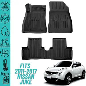 3D Floor Mats for Nissan Juke 2011-2017, Heavy Duty Custom Fit, All Weather Liner Front & 2nd Row Ful Set Rubber, Black