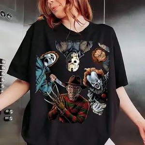 Retro Halloween Characters Tshirt, Halloween Horror Movie Shirt, Jason, Michael Myers, Scary Movie Shirt, Trendy Halloween Graphic Tee