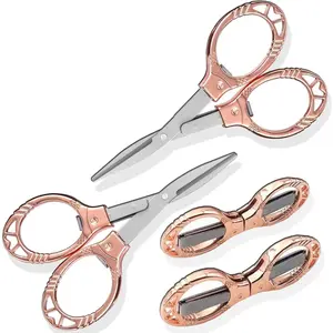 2 count Small , Foldable Travel Mini Folding Scissor for , Office, Outdoor, Nurse, Portable Pocket  Nurse Accessories (rose )