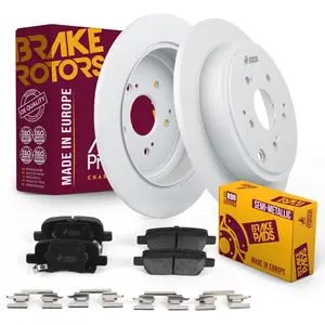 3 PC Rear Semi-Metallic Disc Brake Pad Set & Solid Brake Rotor Kit 96245MT
