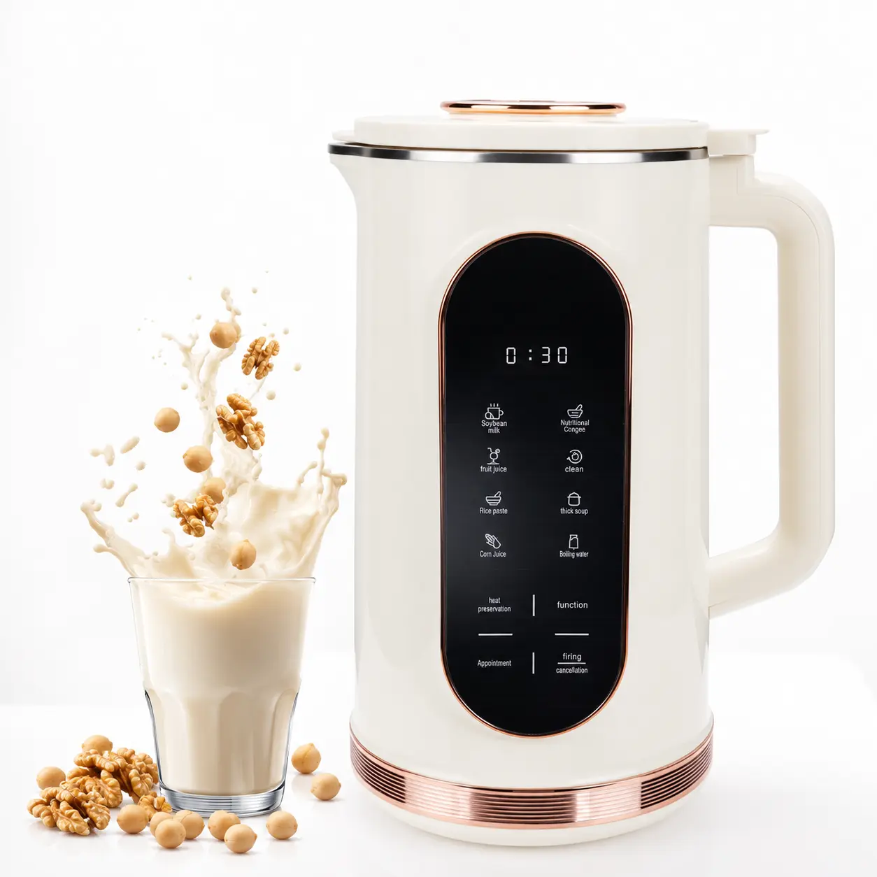 8-in-1 Multifunctional Nut Milk & Coffee Maker, 48oz 1.5L Automatic Plant-Based Drink Machine for Household Beverage Prep with 304 Stainless Steel Liner & 10 Blades