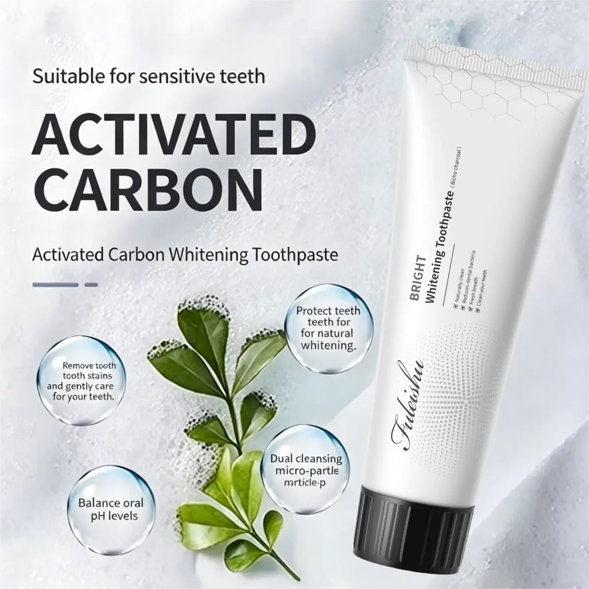 Selfie-Ready Smile: Deep-Cleansing Charcoal Toothpaste Helps Lift Yellow Stains & Support Enamel Health. Fuleishu Oral Wellness
