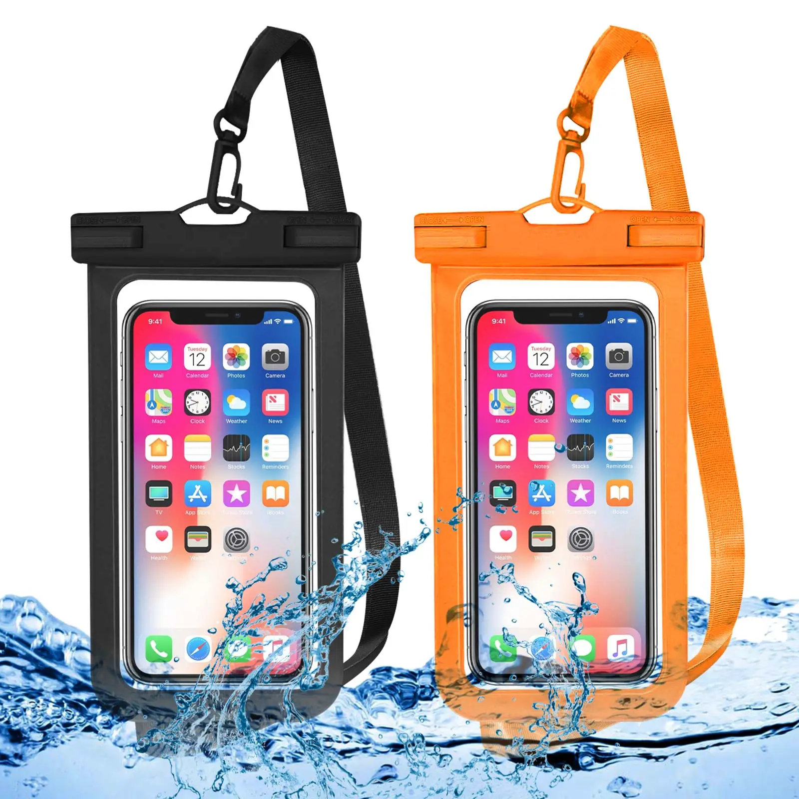 Waterproof Phone Pouch, 2 Counts Clear Waterproof Cell Phone Case Lanyard for iPhone 15 14 13 Pro Max Plus Galaxy S22 S23 Up To 7", Essential Dry Bags