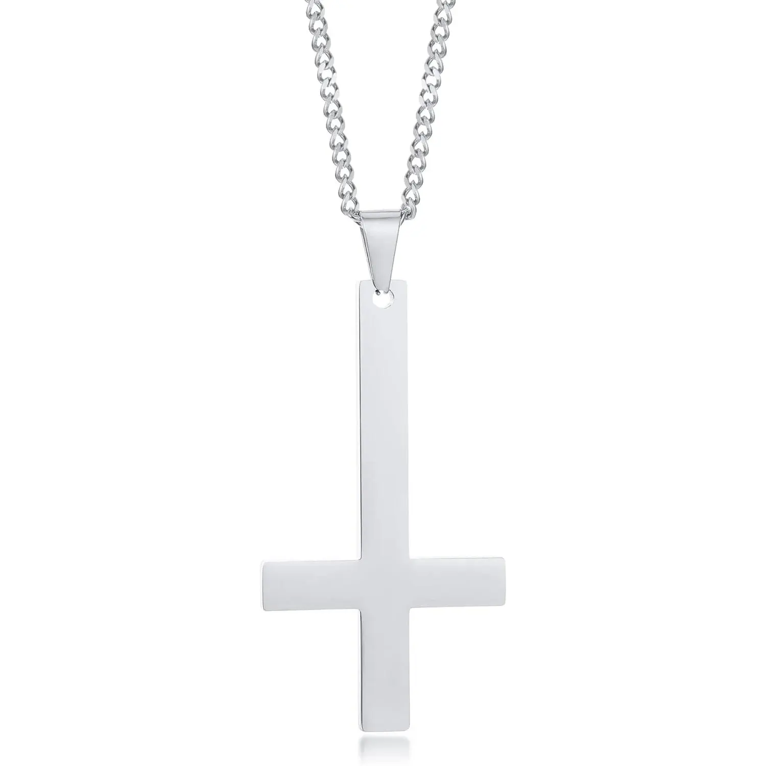 06.Inverted Cross-Silver tone