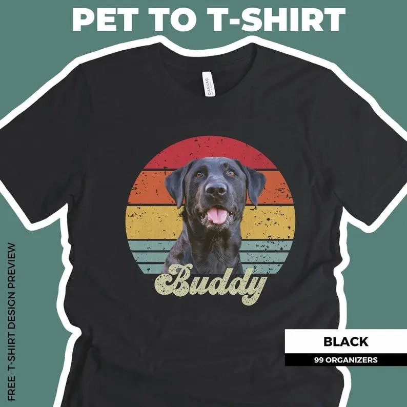 Custom Dog Shirt, Custom Pet Shirt with Vintage Portrait - Personalize Your Pet Photo Shirt in Retro Style, Also Available in Kids Sizes
