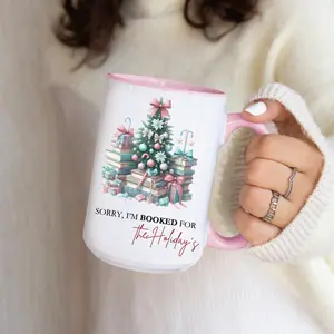 Christmas Book Lover Coffee Mug, Book Lover Mug, Im Booked Mug, Holiday Gift, Librarian gift, Christmas gift for teacher, stocking stuffer 5B91AT