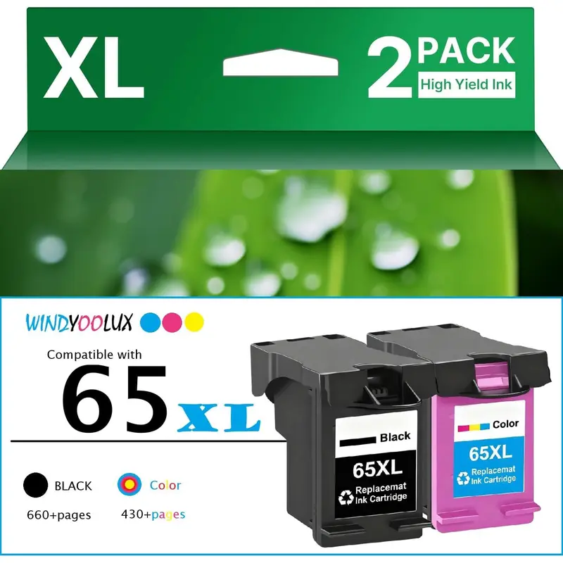 65XL Black Color Ink Cartridge Replacement for HP Ink 65 HP 65 XL HP65XL Combo for HP Deskjet 3755 3700 3772 3752 3722 2600 2622 2652 2655 2640 Envy 5055 5000 5070 5052 5010 HP65, (1 Black, 1Tricolor)