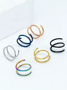 Fashion Stainless Steel Dual Spiral Nose Rings Hoops Set, Unisex Comfortable Durable Design, Perfect Gift Choice, 6 Piece Jewelry Accessories