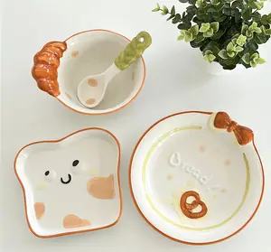 Bread Diary Ceramic 4-Piece Bowl, Plate & Spoon Set