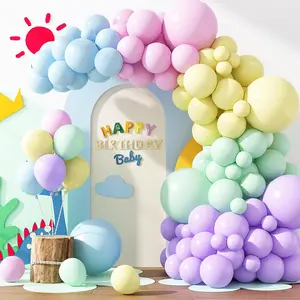 129pcs Pastel Balloons Different Sizes 18 12 10 5 Inch, Macaron Rainbow Easter Balloon Arch Kit for Baby Shower Birthday Party Gender Reveal Garland Decoration