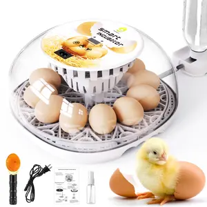 Smart Incubators for Hatching Eggs, 12 Egg Incubator with Automatic Turning and Temperature Control, Automatic Water Adding, LED Egg Candler, for Hatching Chickens, Duck, Quail, Goose Eggs