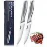 Huusk Serrated Steak Knives Set - 4.5" Japanese Stainless Steel Steak Knives Set of 2, Sharp Dishwasher Safe Dinner Knife for Kitchen Table with Gift Box