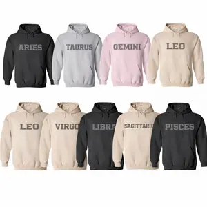 Zodiac 12 Signs Puff Print Unisex Astrology Pullover Hoodie, Spiritual Gift for Men and Women