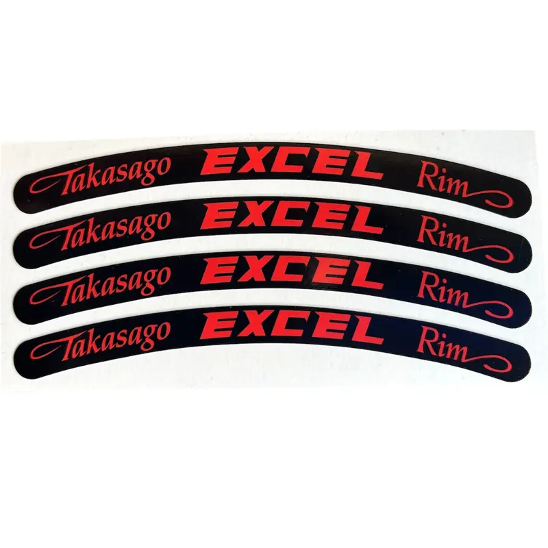 Excel 4pc Laminated Vinyl Dirt Bike Rim Sticker Decal Set, USA-Made Motorcycle Stickers, Chrome & More Color Options
