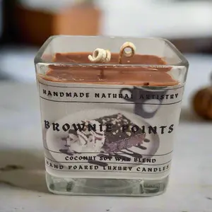 Brownie Points 11 oz Cube Candle - Bakery scented candle Decor Ornaments