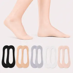 Women's 5 Pairs-Mixed Colors Invisible Sports Socks - Breathable Cotton Fabric, Ultra-Thin for Summer, Seamless Design, Silky-Soft Comfortable Fit, Stretchy, Silicone Anti-Slip Grip, Moisture-Wicking Basic