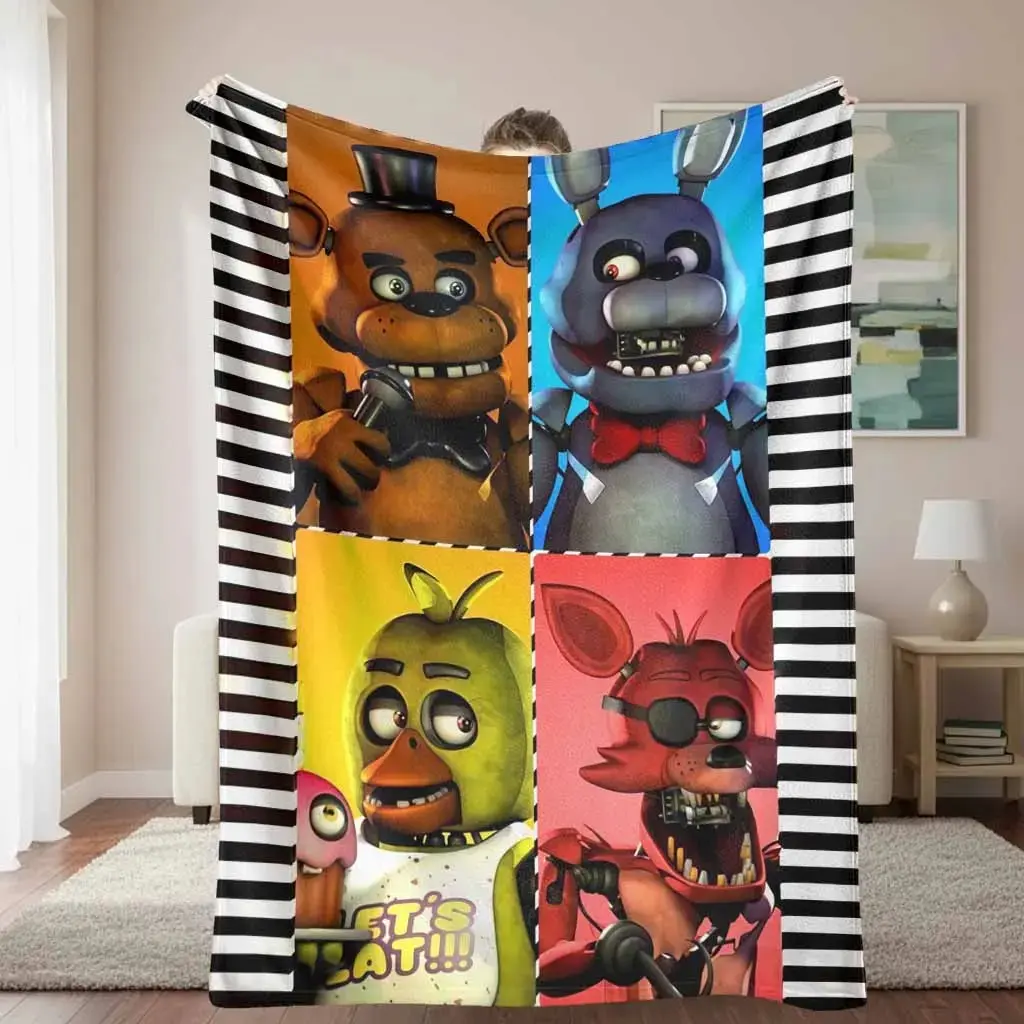 FNAF Character‑Themed Flannel Throw BlanketMulti‑Size Available, Anti‑Pilling Super Soft Wrinkle‑Resistant, Perfect for Home Travel & Birthday Holiday Gifts