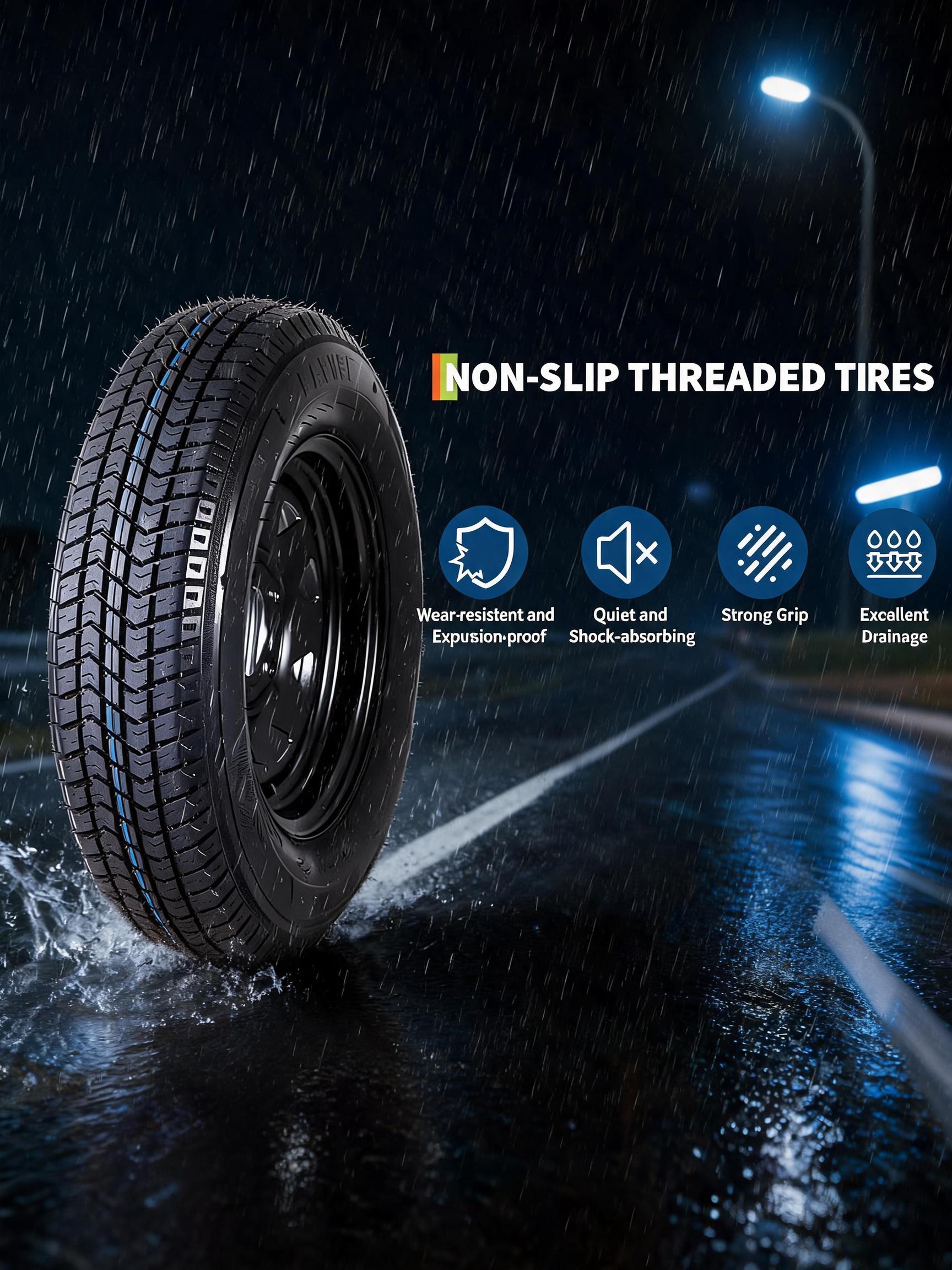 New Upgraded Garvee 2-Pack ST175/80D13 Trailer Tires with Rims, 5 Lug on 4.5" Bolt Pattern, 6PR Load Range C, Black 13" Spoke Wheel, Heavy Duty 175 80 13 Trailer Tires Rims for Utility, Boat, Camper, Cargo Trailer