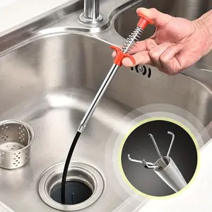 1pc Reusable Durable Kitchen Drain Cleaner, Bathroom Ventilation Tool, Multi-Use Cleaning Stick, Easy Garbage and Debris Pickup, Stretchable Reach Claw Rod
