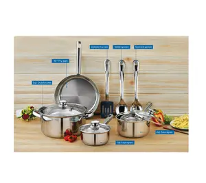 10 Piece Nonstick Stainless Steel Cookware Set with Non-Stick Finish for Versatile Cooking