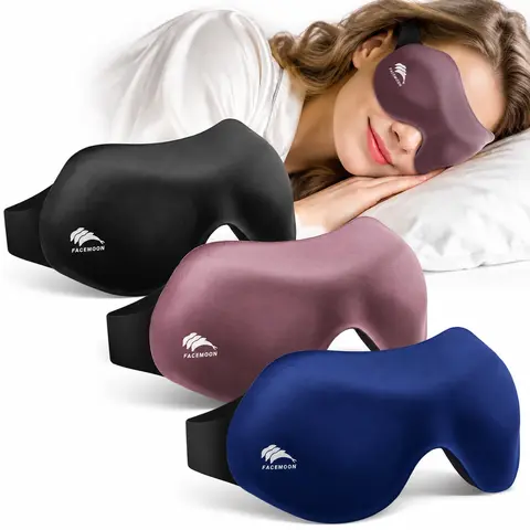 FACEMOON 3D Sleep Eye Mask - 52g Lightweight Memory Foam, 0-Pressure Eye Cups, Light-Blocking, Box-Packed, Travel-Size for Adults' Night Routine, Bedtime Beauty & Manual Deep Rest Use