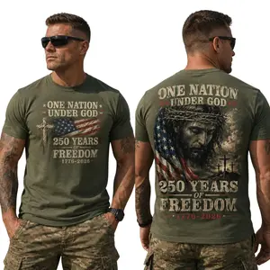 One Nation Under God T-Shirt, Jesus American Flag Tee, 250 Years of Freedom 1776–2026 Tee, Christian Patriotic Veteran Gift, Cross Tee, 4th July Gift