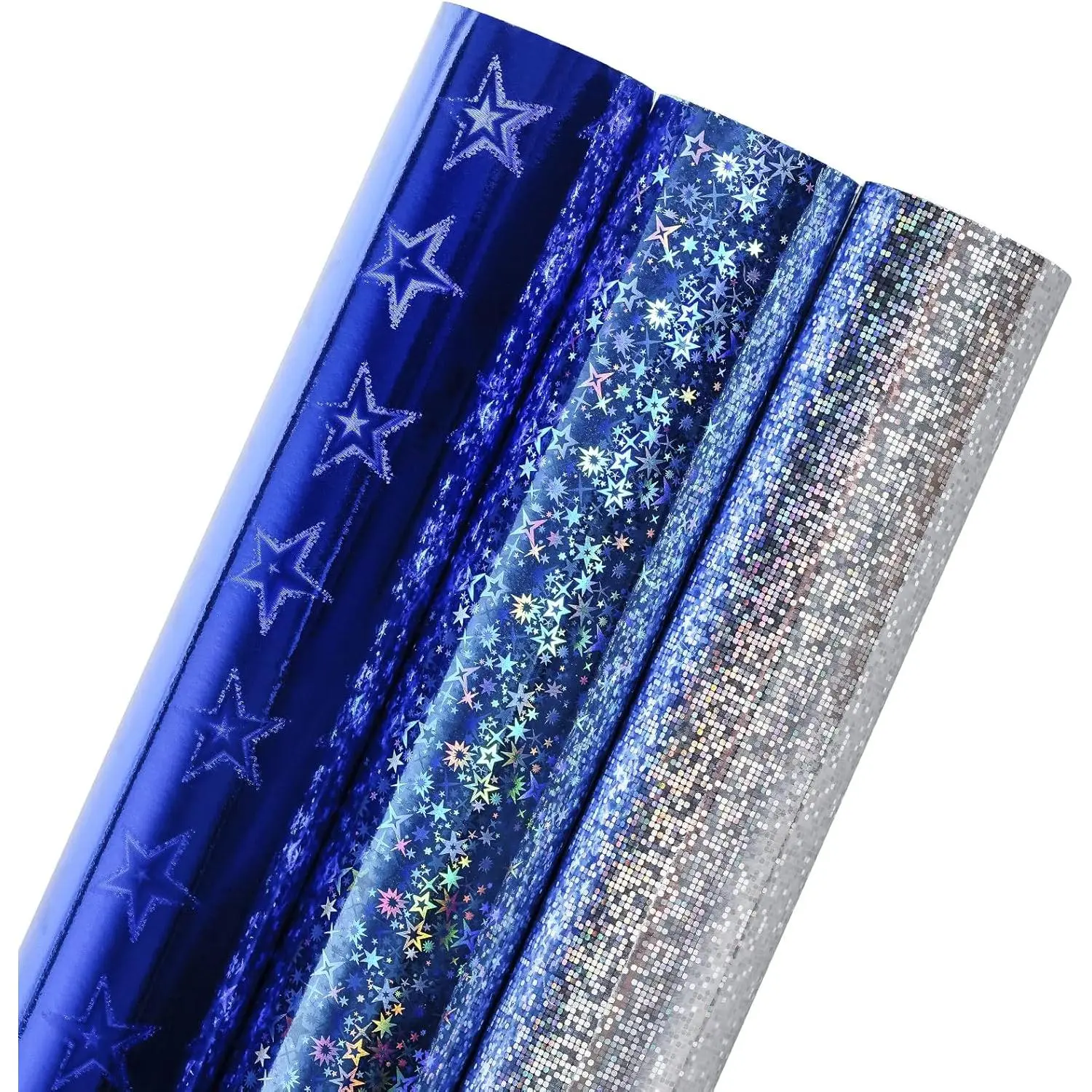 Holographic Color Changing Foil Wrapping Paper Mini Rolls - Navy/Blue/Silver - 3 Rolls, 17x120in, 42.5 ft² - Artistic for DIY Decoration, Birthday, Valentine's Day - Office Stationery Gift Wrapping Supplies, Holiday