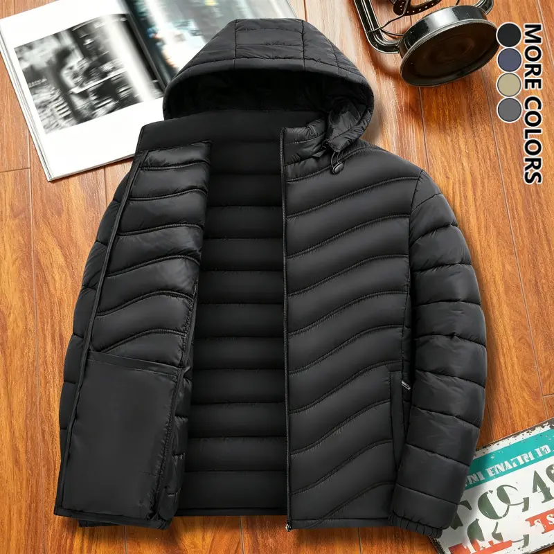 Men’s down jacket outerwear for outdoor casual everyday wear; hooded style for winter outdoor activities; suitable for travel during snowfall; casual fashion jacket; ski jacket; outdoor sports top jacket.