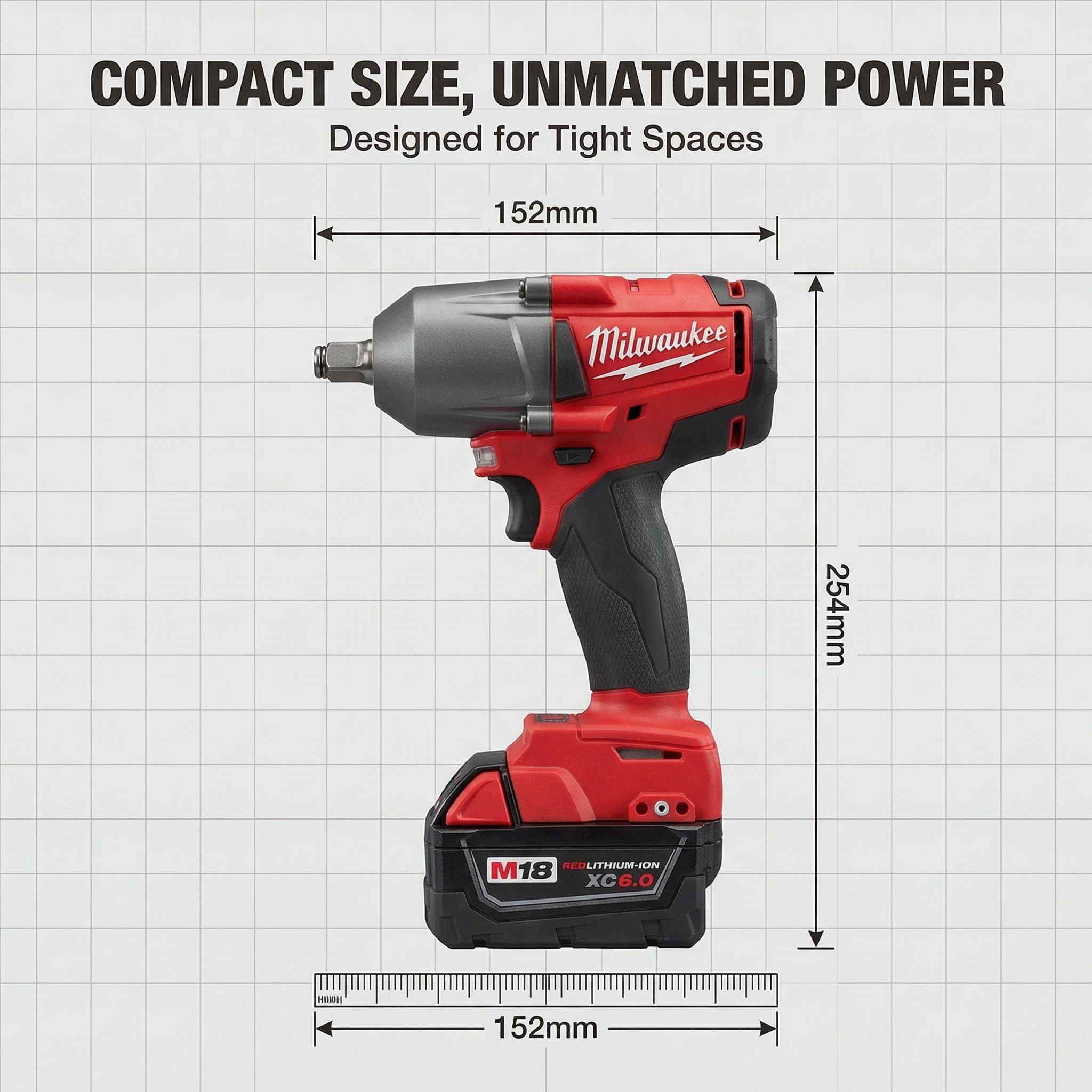 Milwaukee M18 FMTIWF12 18V Impact Wrench for Automotive Repair High Torque 900Nm Power Tool