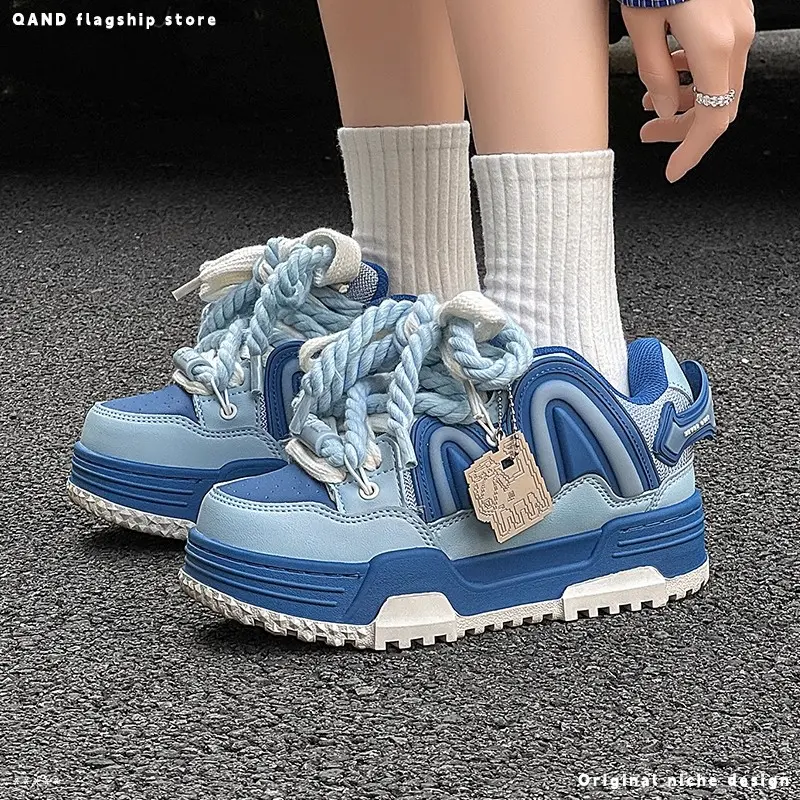 Q-AND 2026 Dreamy Blue Sporty Shoes & Fashion Chunky Cute Sneakers - Latest Release! Casual Footwear