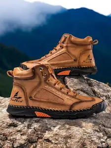 Women's Contrast Mesh Lace Up Hiking Boots, Fashionable Outdoor Sports Boots, Casual Comfortable Sports Shoes for Daily Wear, Soft Hiking Shoes