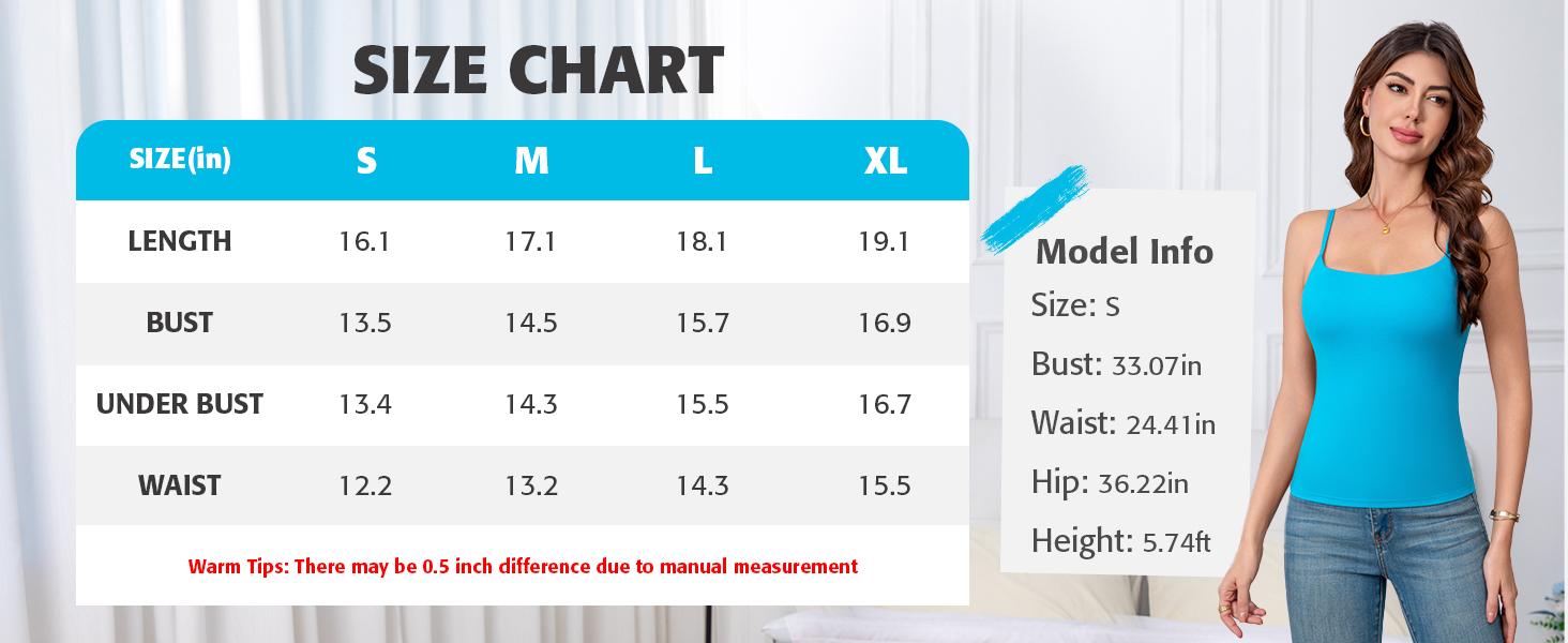 ATTRACO Women's Square Neck Tank Top Built-in bra Basic Tops Sharp Collection Adjustable Spaghetti Straps Sleeveless ATTRACO Women's Square Neck Tank Top Built-in bra Basic Tops Sharp Collection Adjustable Spaghetti Straps Sleeveless