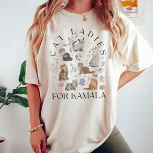 Cat Ladies For Kamala Shirt, Kamala Harris 2024 President Shirt, Cottagecore Kittens Shirt, Kamala Rally Shirt, Madam President Tee