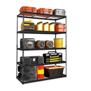 Heavy Duty Garage Shelving Unit 48x18x72 in/60x24x77 in, Adjustable Metal Storage Shelves with 2500 lbs Load Capacity, Durable Shelving Rack for Garage Organization, Basement, Workshop, Easy Assemble