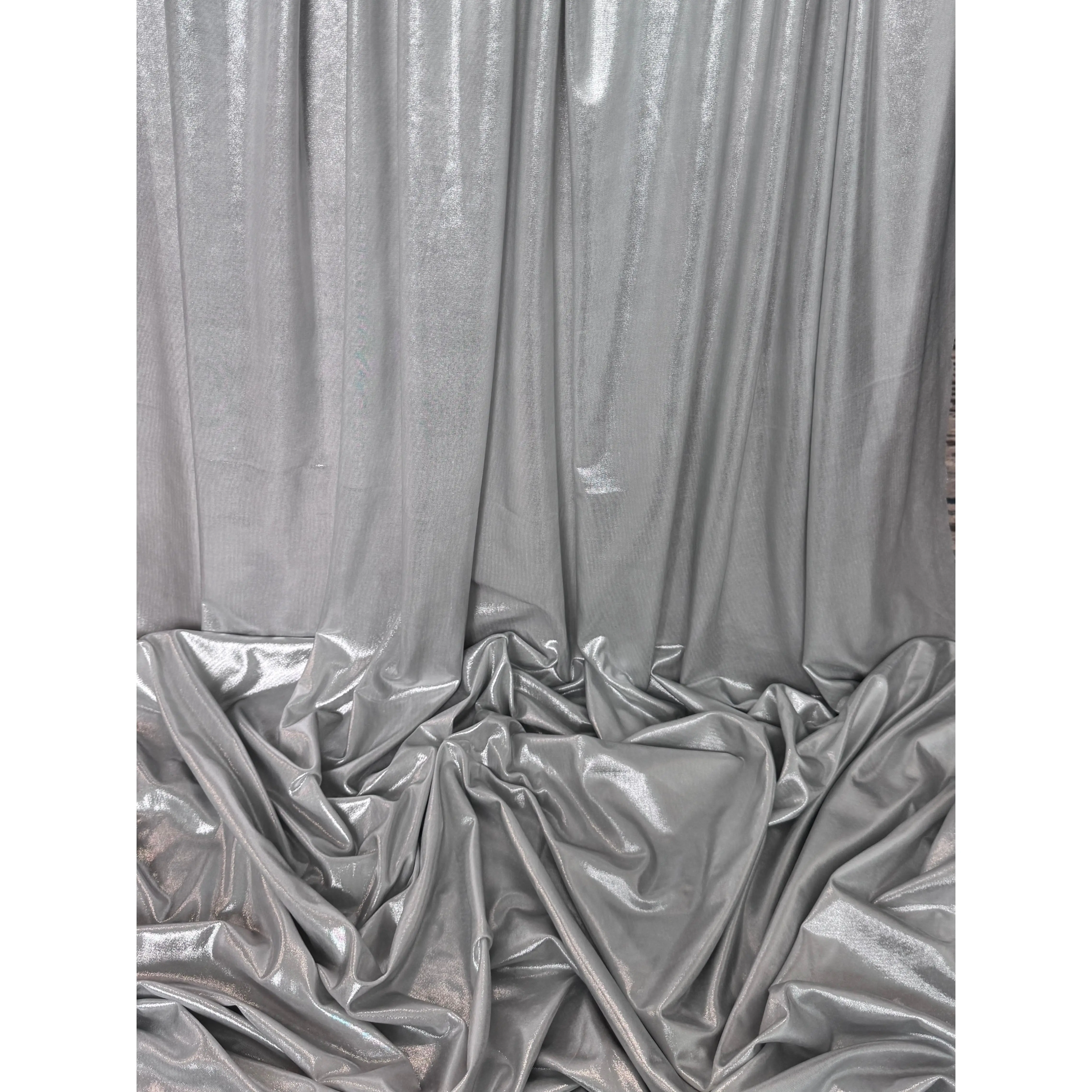 Light Silver Stretch Foiled Spandex