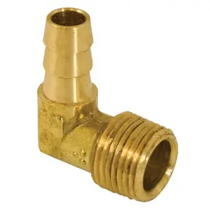 212 MAIN E27066 3/8in Size Brass Barbed Joint, Male Threaded Elbow Shape Water Pipe for Outdoor Boating Water Sports