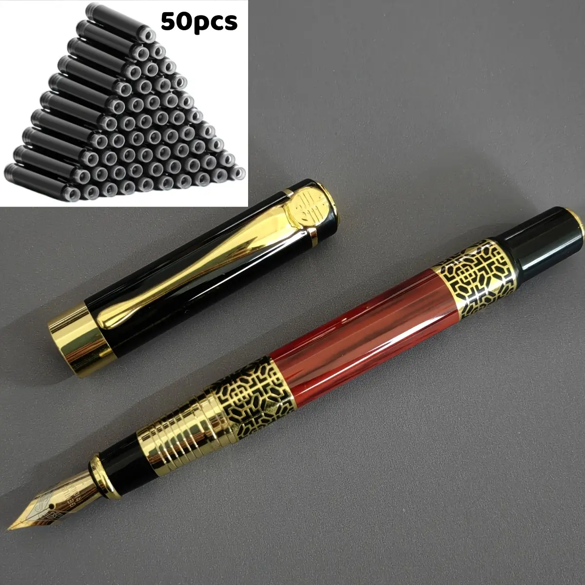 1 red ballpoint pen + 50 black ink cartridges