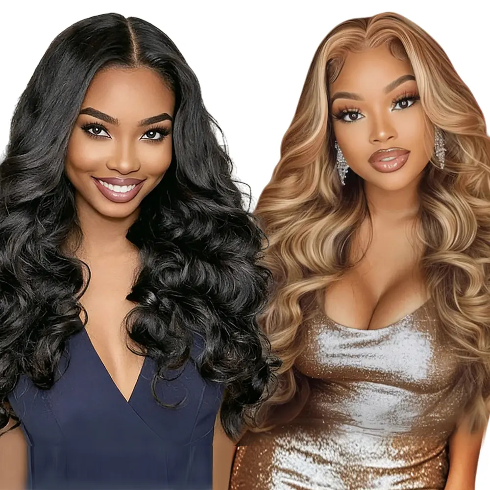 [Blend] Limited Offer: Buy 1 Get 1 Free 13x6 Lace Front Wigs | Transparent Lace, 180% Density, Human Hair Blend #SummerVibes