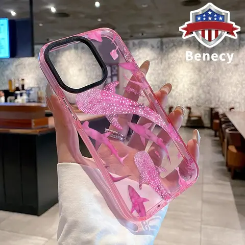 Transparent Soft Plastic Protective Cellphone Casing - Marine Life Ink Art Sharks Design for iPhone 17 Pro Max,16,15,14 Plus,13,12,11,Air 11 - Sturdy, Slim, Ultra-Thin, Durable Smartphone Cover with Shock-Absorbing Padding, Anti-Yellowing Protection