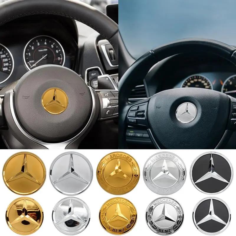 1Pc 52mm 57mm Car Steering Wheel Center Emblem Stickers For Mercedes Benz AMG W203 W206 W205 W211 W212 W210 W201 Badge Accessory