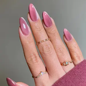 24pcs Long Almond Cat Eye Fake Nails, Acrylic Press-On Nails, Y2K Style, Glossy Finish, Medium Length, Suitable for Women and Girls, Stylish Acrylic Nails