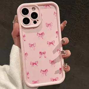 Multi Small Pink Bow Pink Phone Case, Soft Full Coverage Shockproof for iPhone 17 Air 16 16e 15 14 13 12 11 Pro Max Plus X XS