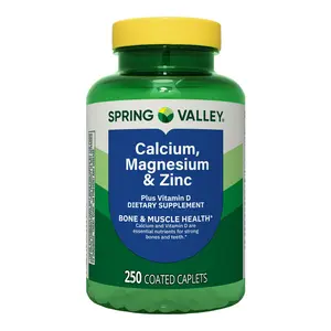 Spring Valley Calcium Magnesium & Zinc Plus Vitamin D3 250 Coated Caplets for Bone Muscle Health & Immune Support Healthcare Fitness