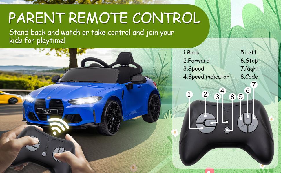 Kids Electric Ride-On Car, 12V Battery Powered with Parental Remote, 2 Speed Modes, Spring Shock Absorber, LED Wheels, Music/Bluetooth, White Toy Car for Boys Girls 3-8 Years Old