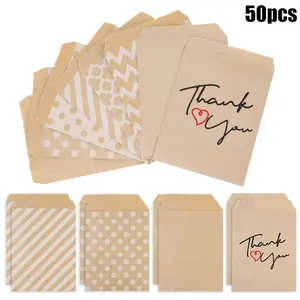 25/50pcs 13x18cm Kraft Paper Candy Cookie Bags Wedding Favors Thank You Gift Packing Bag For Guest Birthday Party Decor Supplies