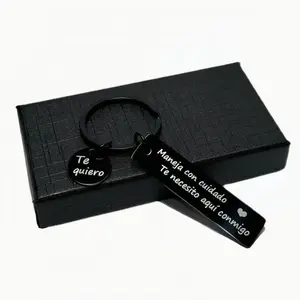 Personalized Drive Safe Keychain for Boyfriend - Custom Engraved Black Stainless Steel Bar - Meaningful Birthday & Valentine's Day Gift - Drive Safe I Need You Here with Me